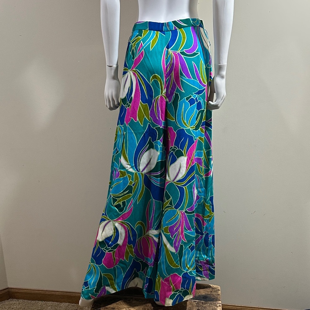 Vintage Pacifica Honolulu Floral Huge Wide-Leg High Waisted Pants Measure Size 4 - Picture 5 of 8
